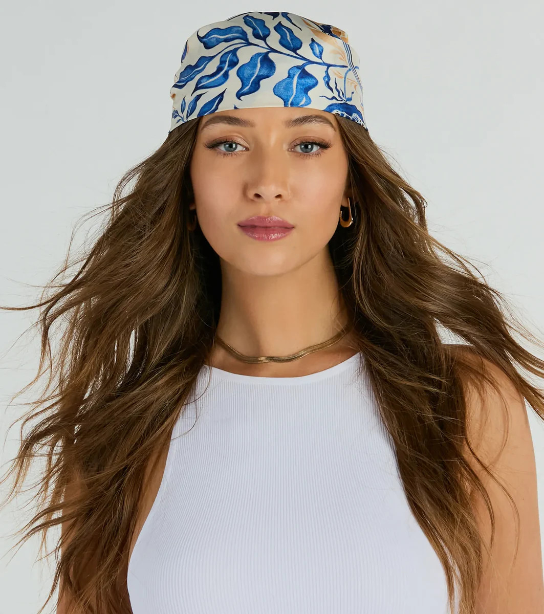 Radiant Accent Floral Boho Satin Scarf | Windsor Stores