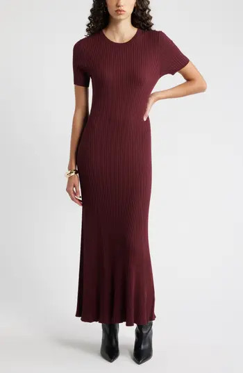 Nordstrom Rib Knit Dress in Burgundy Royale at Nordstrom Rack, Size Xx-Large | Nordstrom Rack
