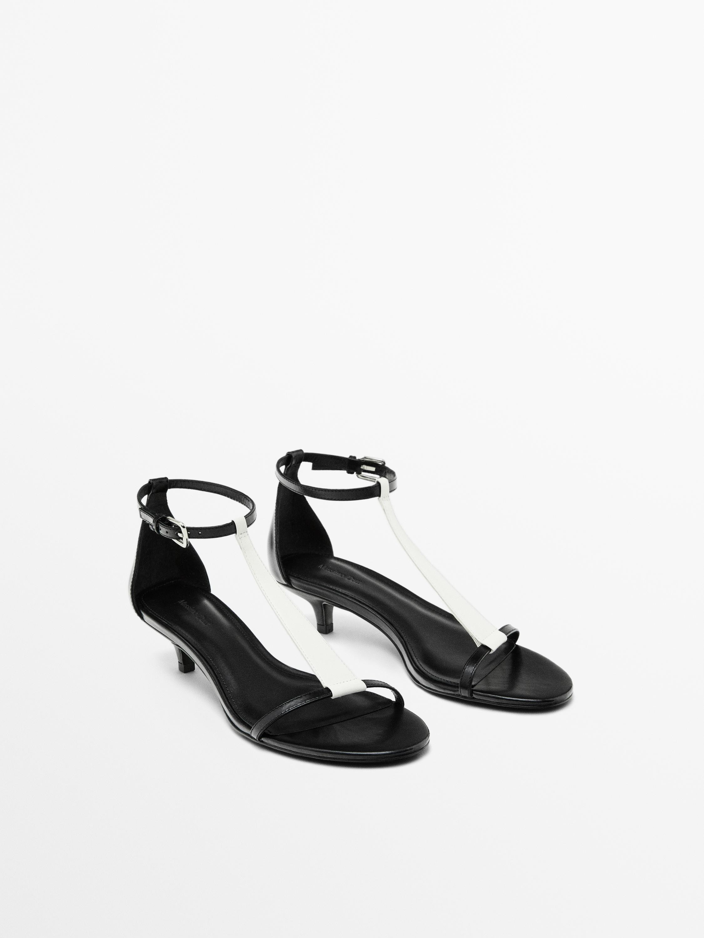 Made of cowhide leather. Adjustable buckle fastening . Kitten heel. Heel: 3cm. Includes AIRFIT® ... | Massimo Dutti US