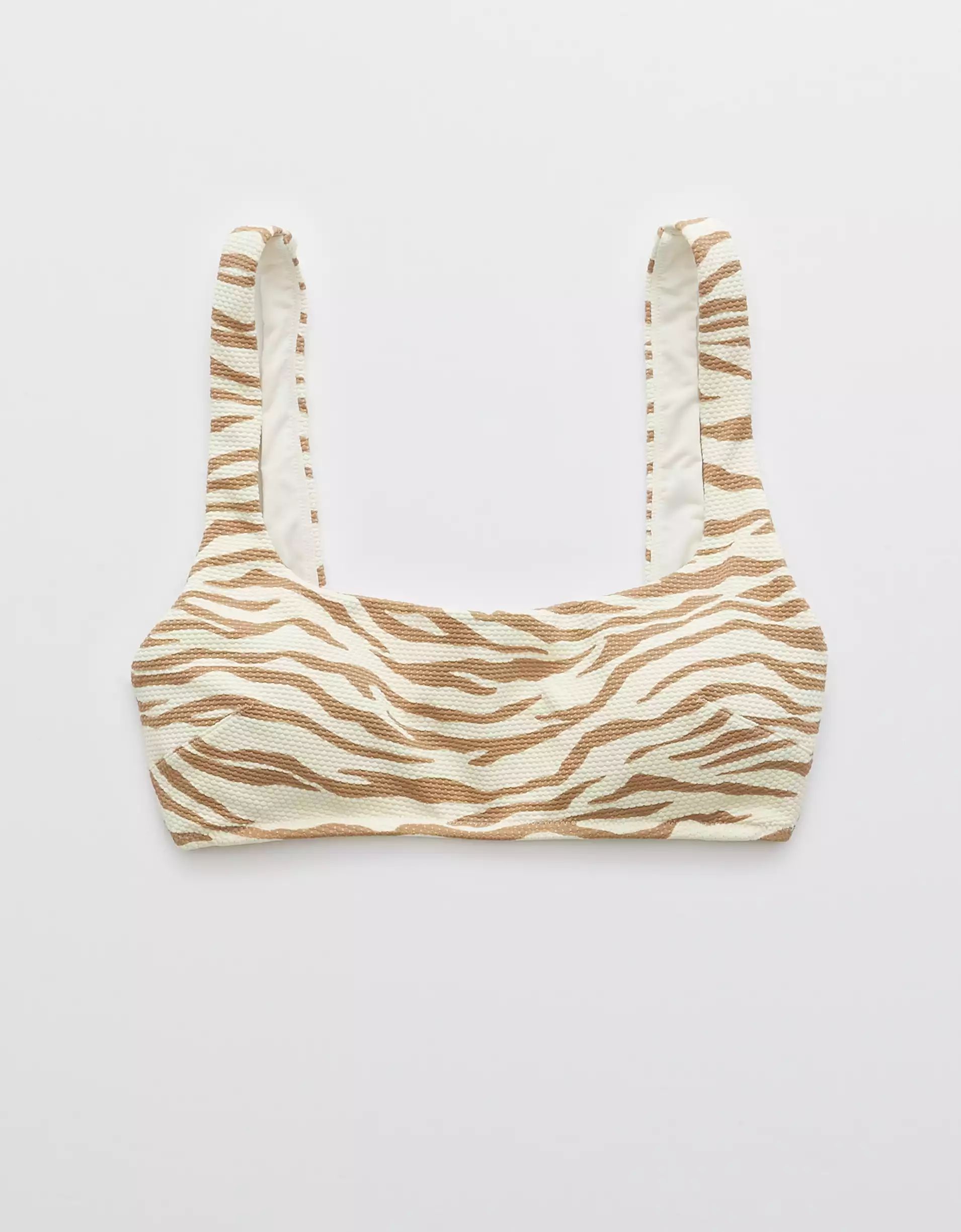 Aerie Pique Animal Print Wide Strap Scoop Bikini Top | American Eagle Outfitters (US & CA)