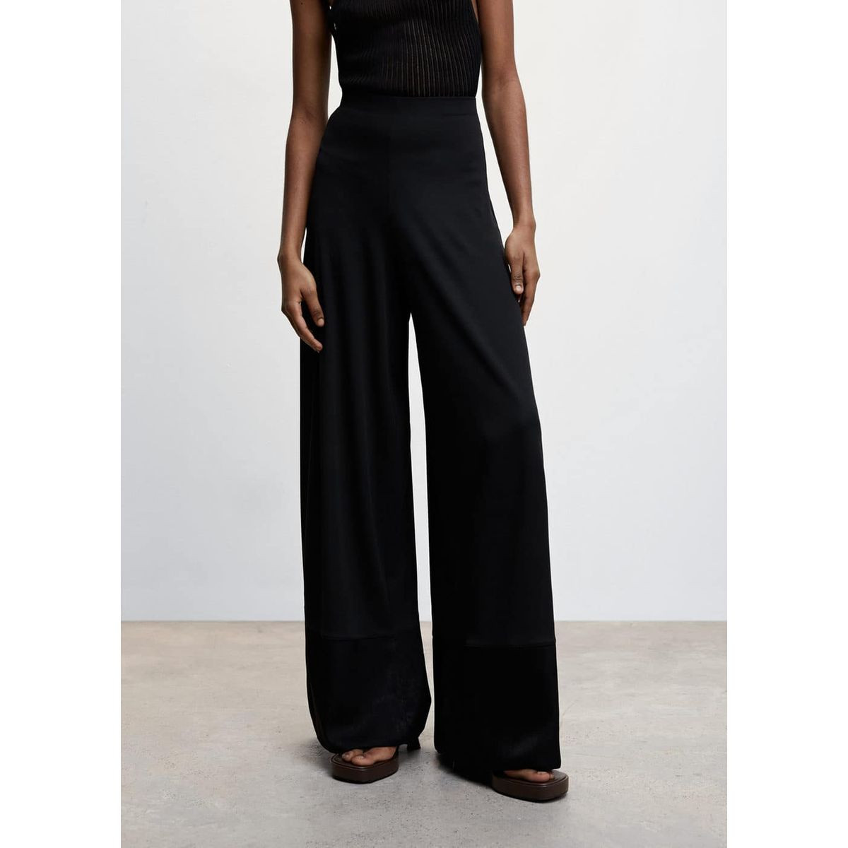 Pantalon palazzo empiècement satiné | La Redoute (FR)