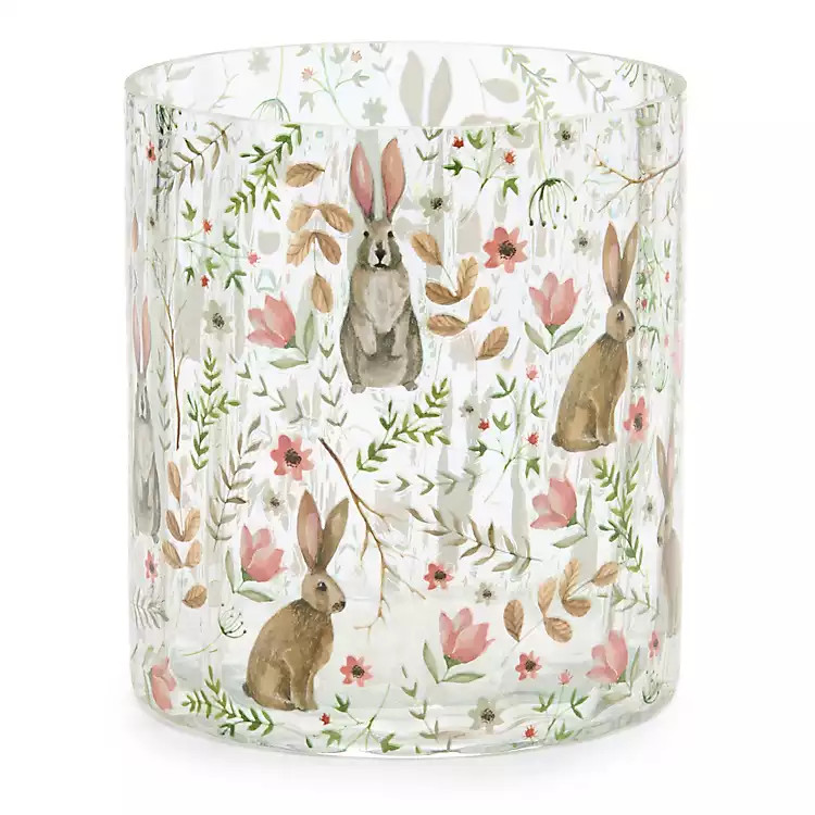 Botanical Bunnies Glass Hurricane | Kirklands