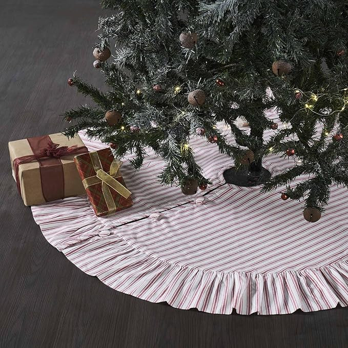 Timeless Ticking Red Christmas Tree Skirt, Country Farmhouse Vintage Christmas & Holiday Decor, R... | Amazon (US)
