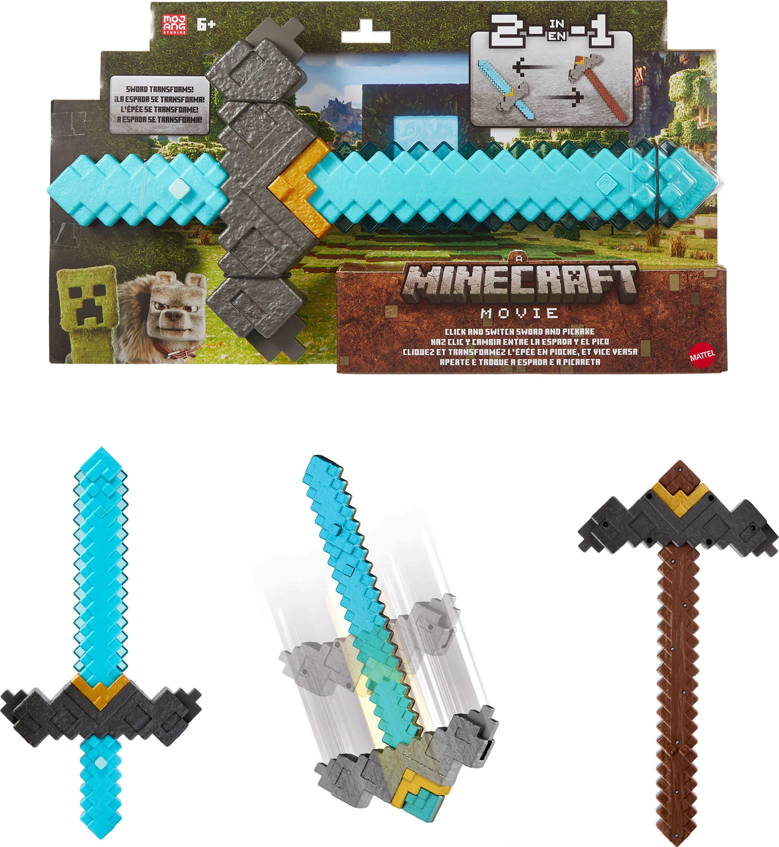 Minecraft Click and Switch Sword and Pickaxe Role-Play 2-in-1 Toy Inspired by the Movie | Walmart (US)
