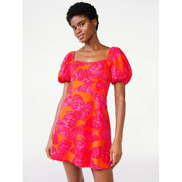 Scoop Women's Puff Sleeve Mini Dress | Walmart (US)