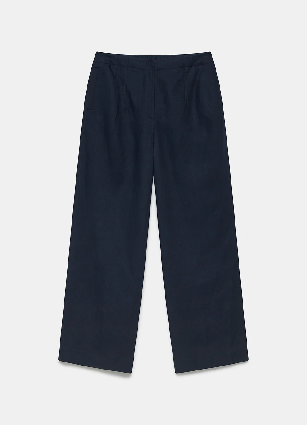Navy Wide Leg Linen Blend Trousers | Mint Velvet