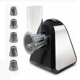 Lynzavix Silver Electric Cheese Grater with 5 Stainless Steel Blades for Slicing Shredding Choppi... | The Home Depot