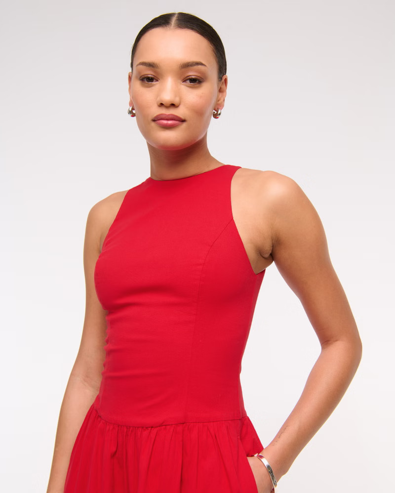 Drop-Waist Midi Dress | Abercrombie & Fitch (US)