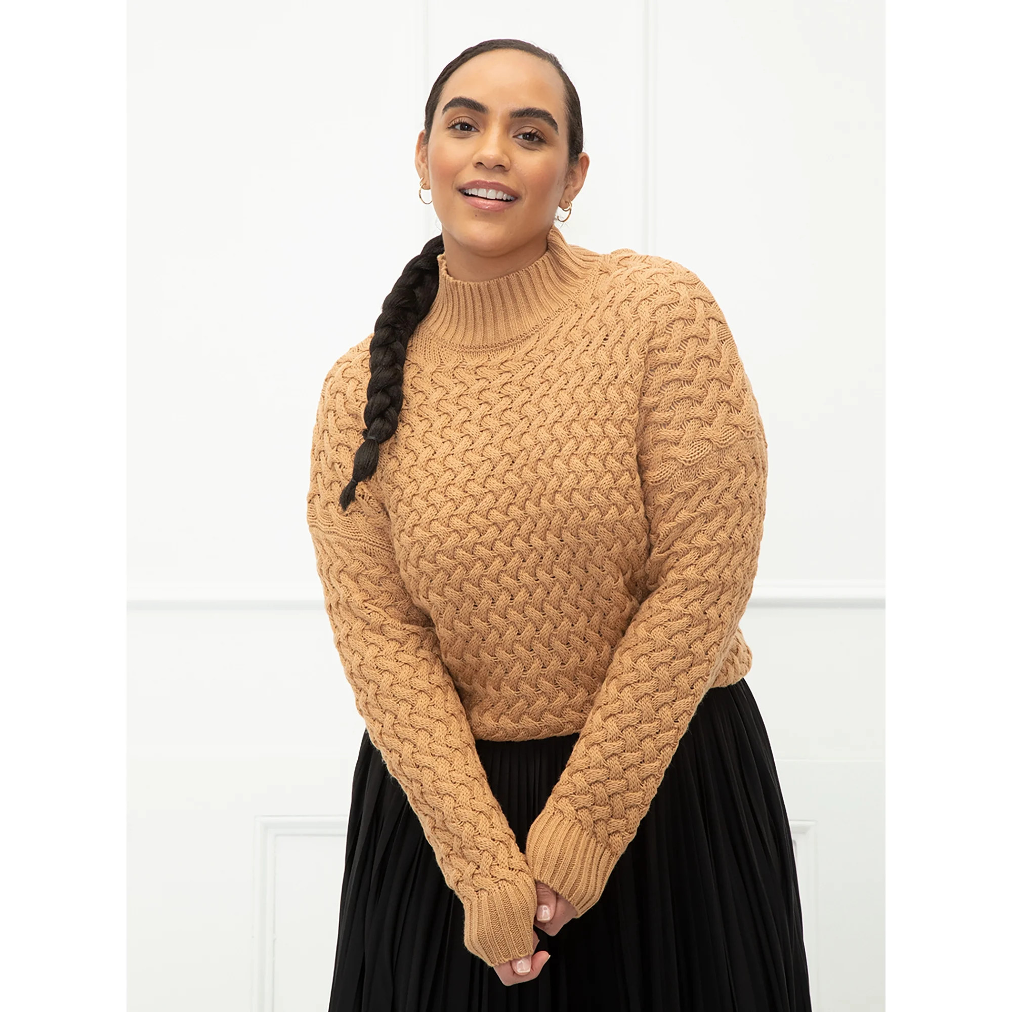 ELOQUII Elements - ELOQUII Elements Women's Plus Size Open Back V-Neck Sweater - Walmart.com | Walmart (US)