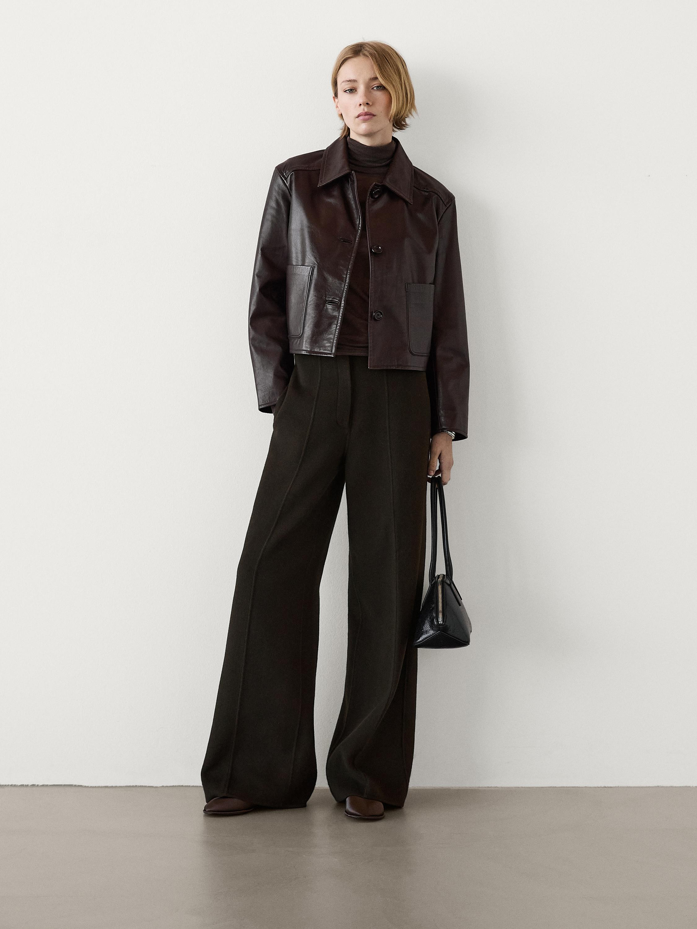 Jacke aus Leder und Nappaleder mit Taschen | Massimo Dutti DE