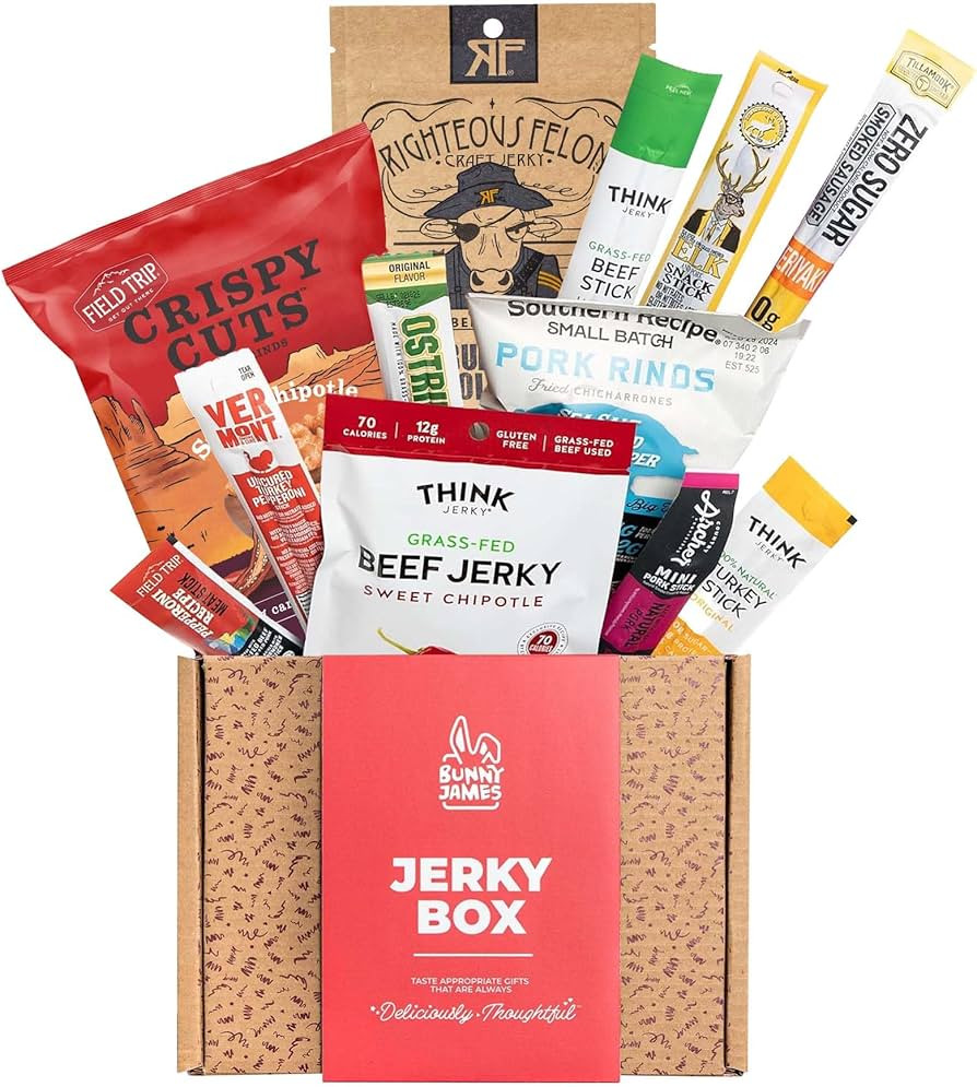 Beef Jerky Gift Basket For Men - Exotic Jerky Variety Pack, Delicious Protein-Packed Snack Box fo... | Amazon (US)