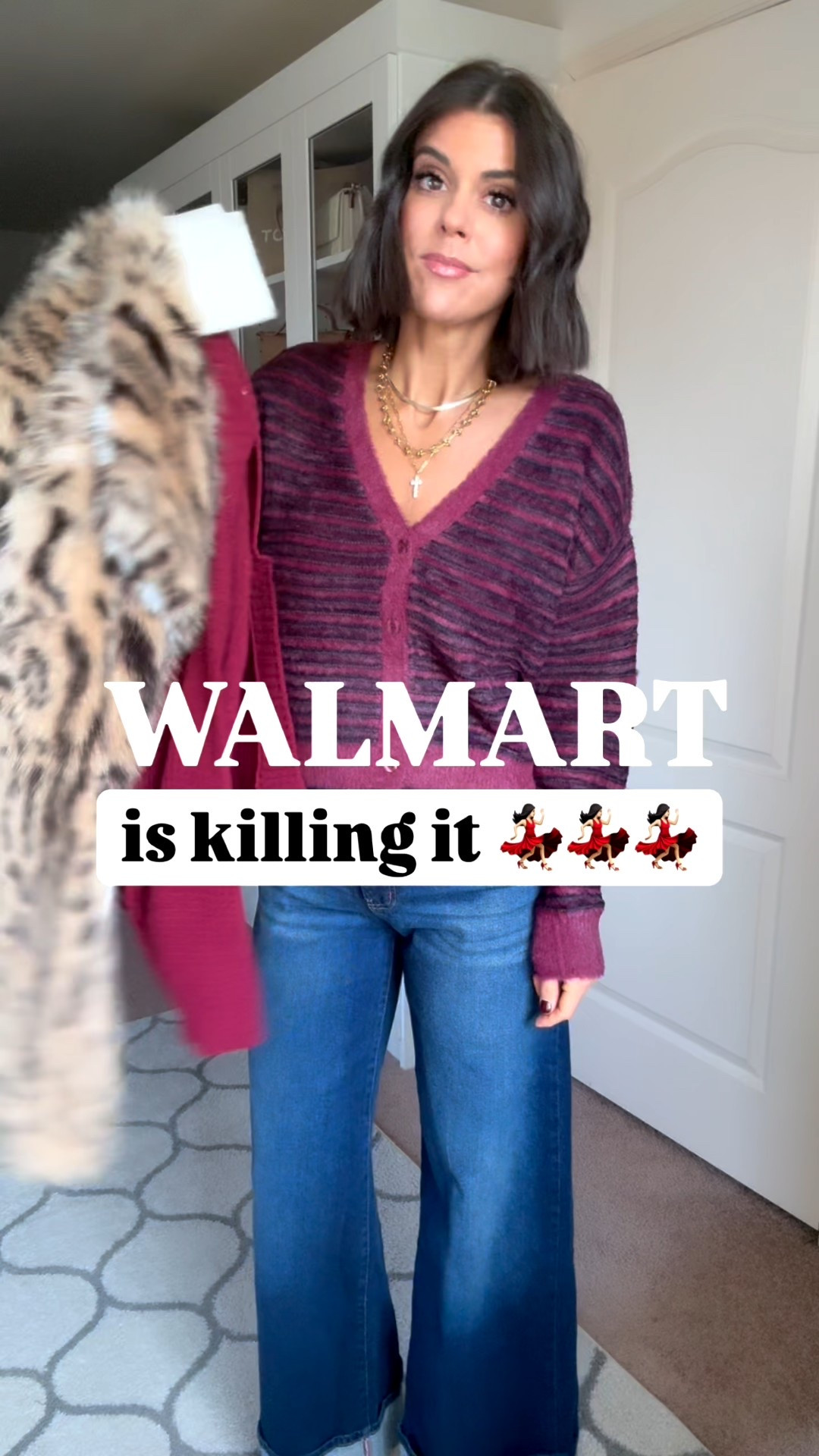 Walmart is killing it!! 
I’m wearing size small in cardigan, sweaters, and fur. Size 2 in jeans. I’m 5’5 for reference. 

#LTKSeasonal #LTKSaleAlert #LTKFindsUnder100
