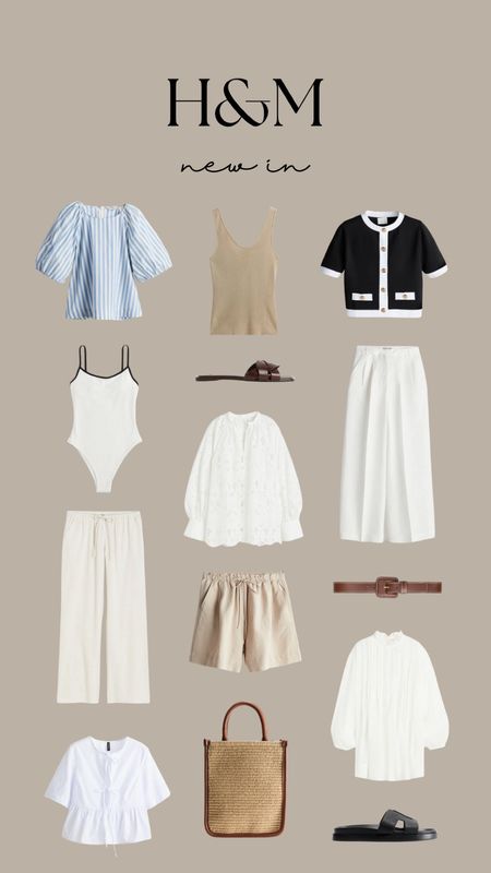Spring Style, Spring Outfit Inspiration, H&M, Spring Essentials, Tailored Trousers, Broidery Anglaise Dress, Raffia Bag, Sandals, Tank Top, Cardigan 

#LTKstyletip #LTKSeasonal #LTKeurope