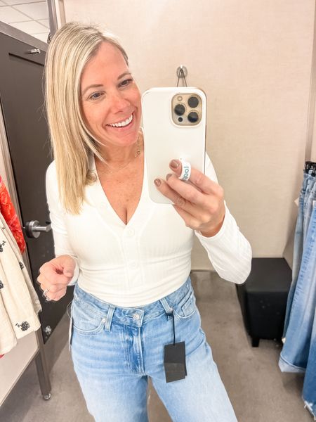 Love this ivory henley bodysuit in the small. Good American size small 

Follow my shop @thesensibleshopaholic on the @shop.LTK app to shop this post and get my exclusive app-only content!

#liketkit #LTKover40 #LTKSeasonal #LTKstyletip
@shop.ltk
https://liketk.it/4vTtF