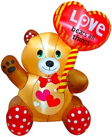 SEASONBLOW 4 FT Inflatable Valentine's Day Bear with Heart LED Lighted Decoration for Yard Lawn G... | Amazon (US)