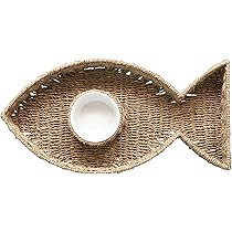 Creative Co-Op Hand-Woven Seagrass Fish Shaped 8oz. Ceramic Chip & Dip Bowl, 8 oz, Natural | Amazon (US)