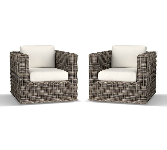 Huntington Square Arm Swivel Lounge Chair with High Performance Cushion Covers | Pottery Barn (US)