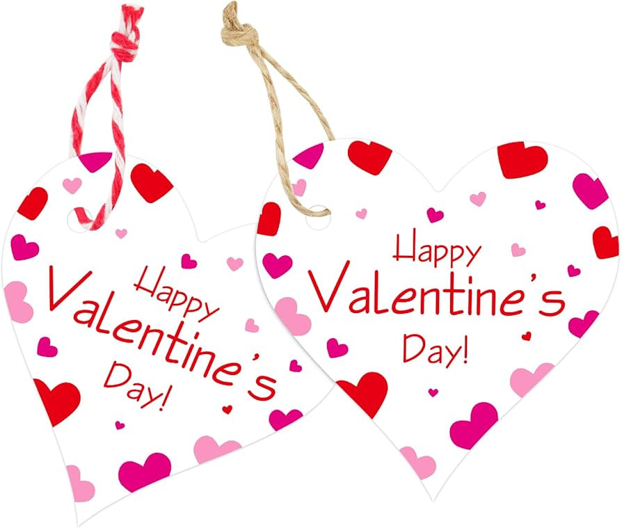 joycraft 50Pcs Valentine's Day Gift Tags with String, 2.36 Inch Happy Valentine's Day Paper Hangt... | Amazon (US)