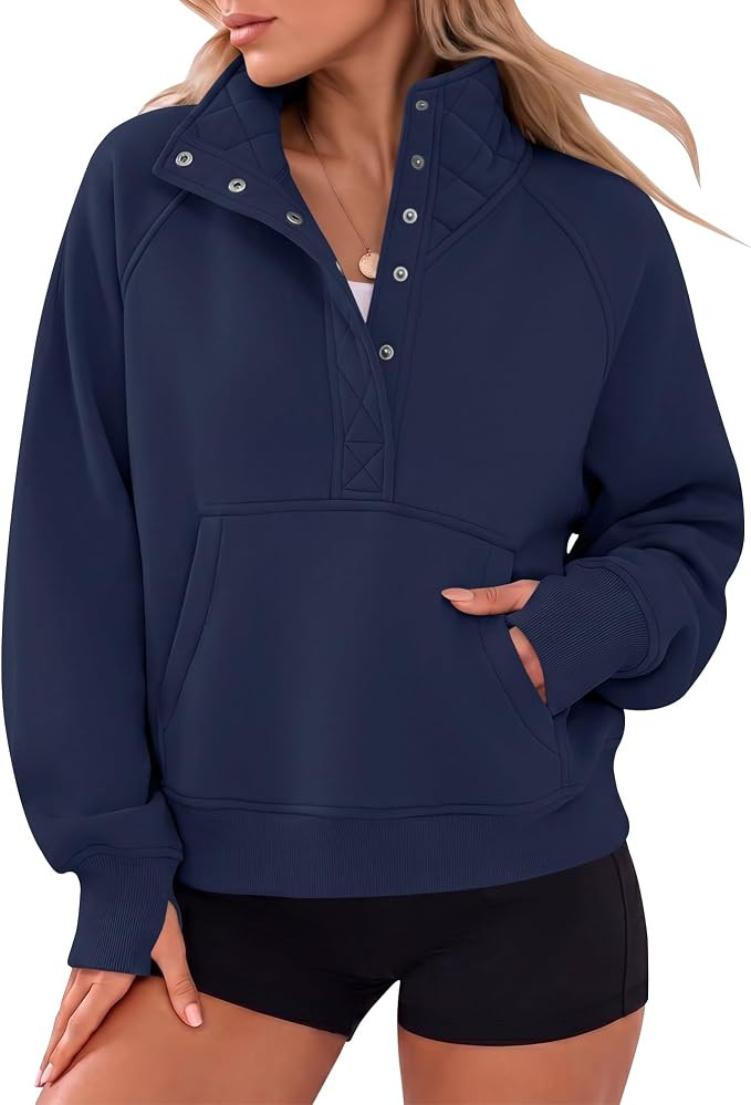 Gacaky Womens Sweatshirts Oversized Mock Neck Henley Pullover Fall Outfits | Amazon (US)