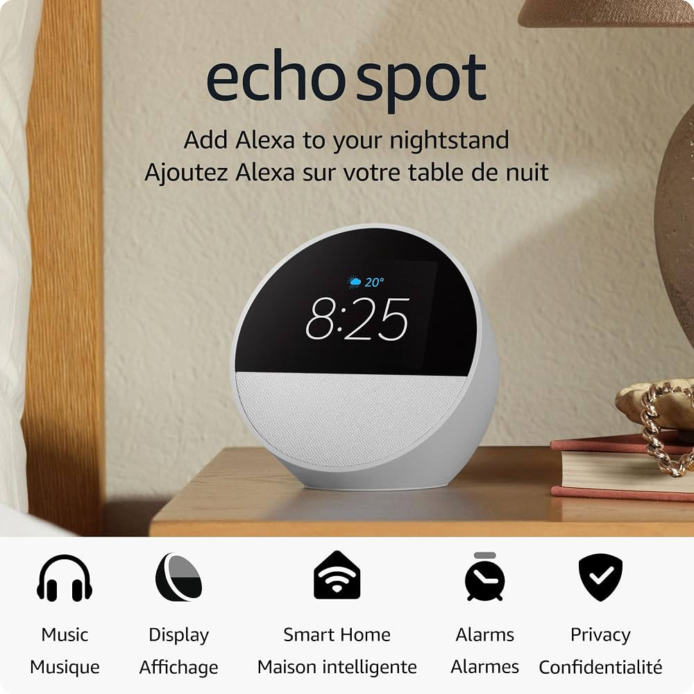 Amazon Echo Spot (newest model), Great for nightstands, offices and kitchens, Smart alarm clock w... | Amazon (CA)
