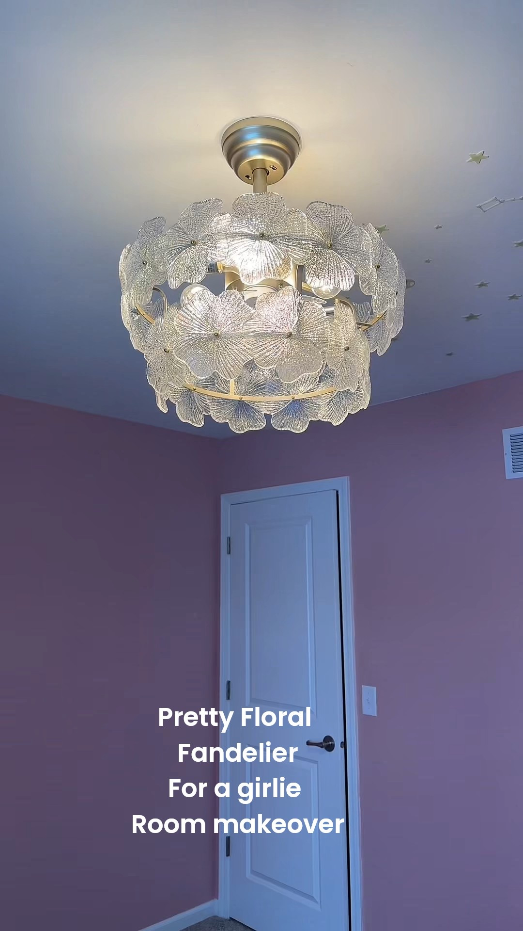 ✨Girlie room makeover incoming ✨ Obsessed with this pretty floral fandelier for my toddler’s room! It’s giving soft, whimsical, pink-dream vibes and totally transforms the space 🌸🌙 #ToddlerRoomMakeover #GirlyRoomDecor #FloralFandelier #KidsRoomInspo  #GirlsBedroomDecor #RoomTransformation #DecorInspo #AmazonFinds 

#LTKKids #LTKHome