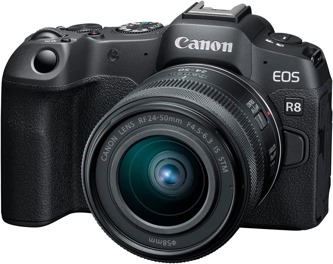 Canon EOS R8 Full-Frame Mirrorless Camera w/RF24-50mm F4.5-6.3 IS STM Lens, 24.2 MP, 4K Video, DI... | Amazon (US)