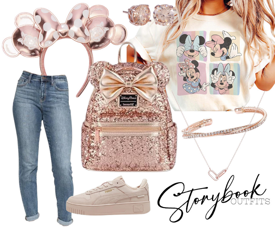 Soft pink, rose gold sparkle, and the cutest Minnie details — this is the perfect girly park day outfit.

Comfy, cute, and just the right amount of glam

Save this look for your next Disney day! 

 #LTKTravel