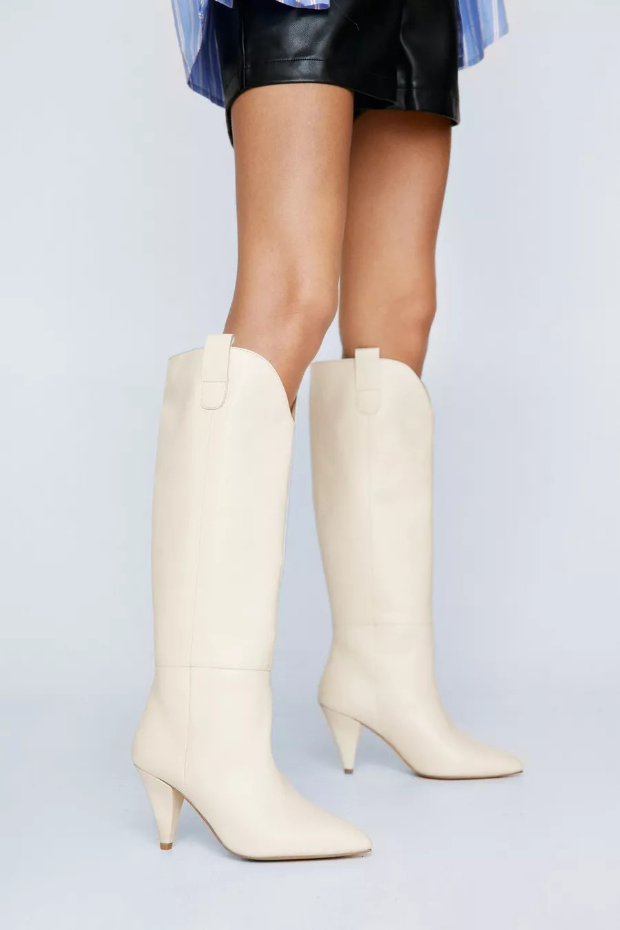 Premium Leather Knee High Cowboy Boots | Nasty Gal (US)