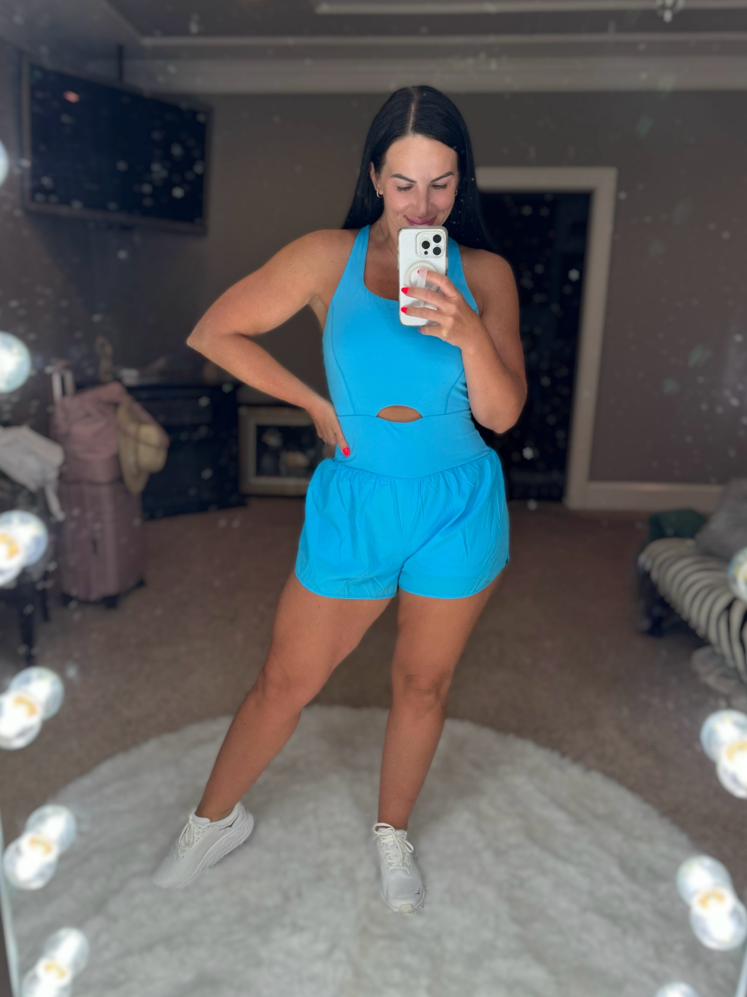 Travel day fit✈️ Snag this romper at 50% off making it less than $15. Wearing my true size medium  

#LTKSaleAlert #LTKTravel #LTKFitness