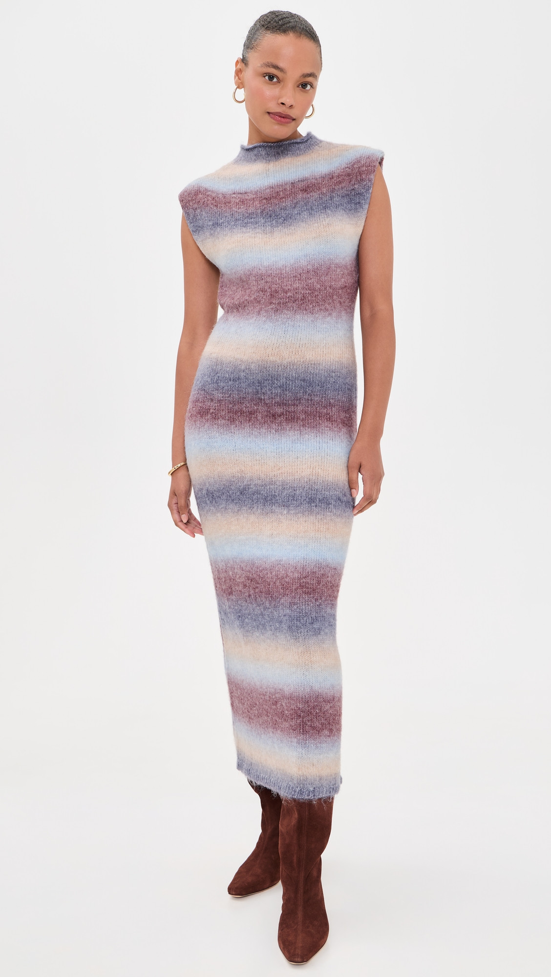 En Saison Erin Knit Midi Dress Blue Brown Ombre L | Shopbop