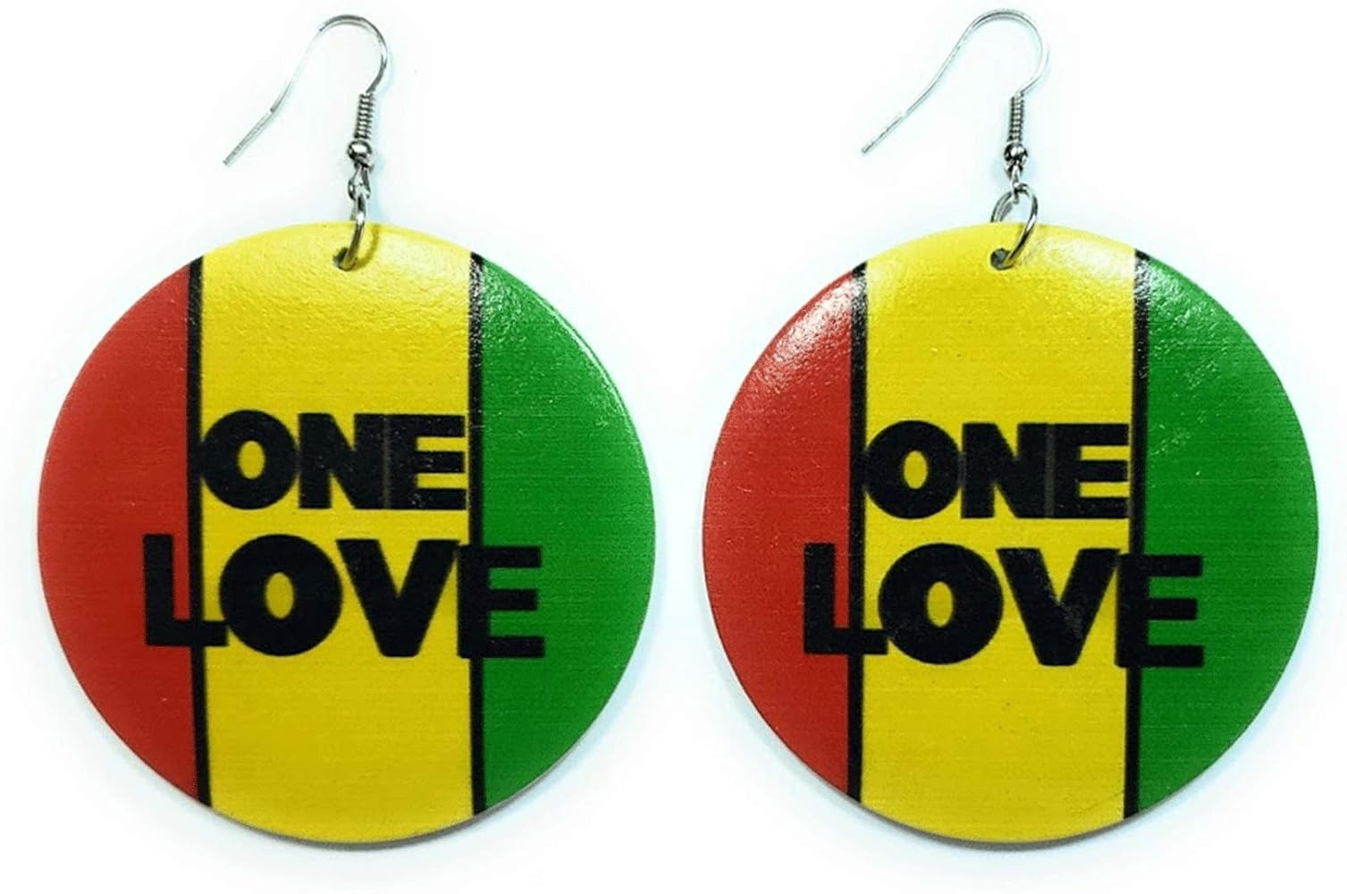 Rasta Red Yellow Green Africa One Love Circle Wood Wooden Light Weight Black African American Fas... | Amazon (US)