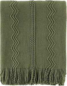 BATTILO HOME Olive Green Throw Blanket for Couch, Soft Army Green Blanket with Tassels for Home D... | Amazon (US)