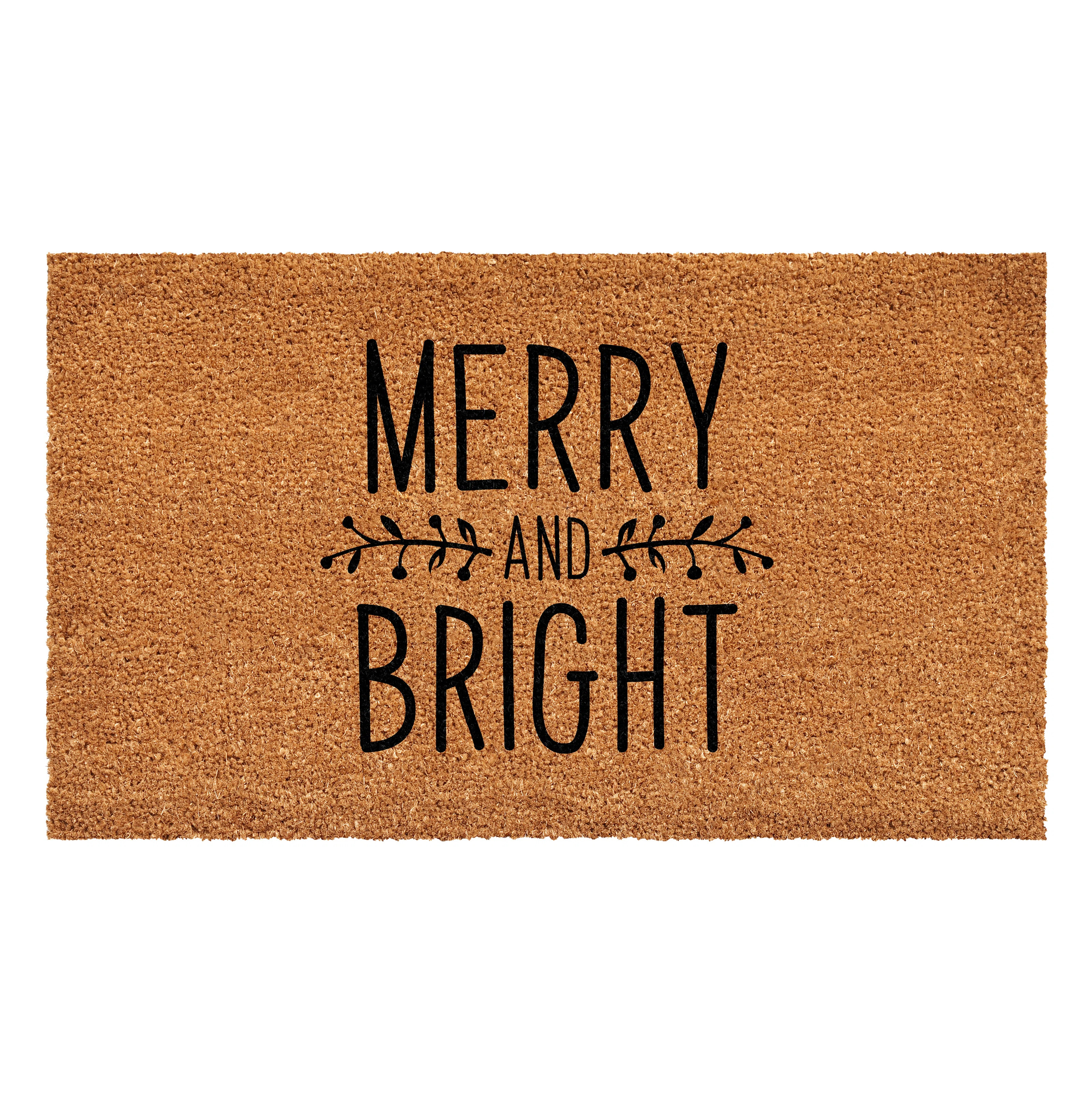17" X 29" Brown And Black Christmas Merry and Bright Outdoor Coir Door Mat | Wayfair North America