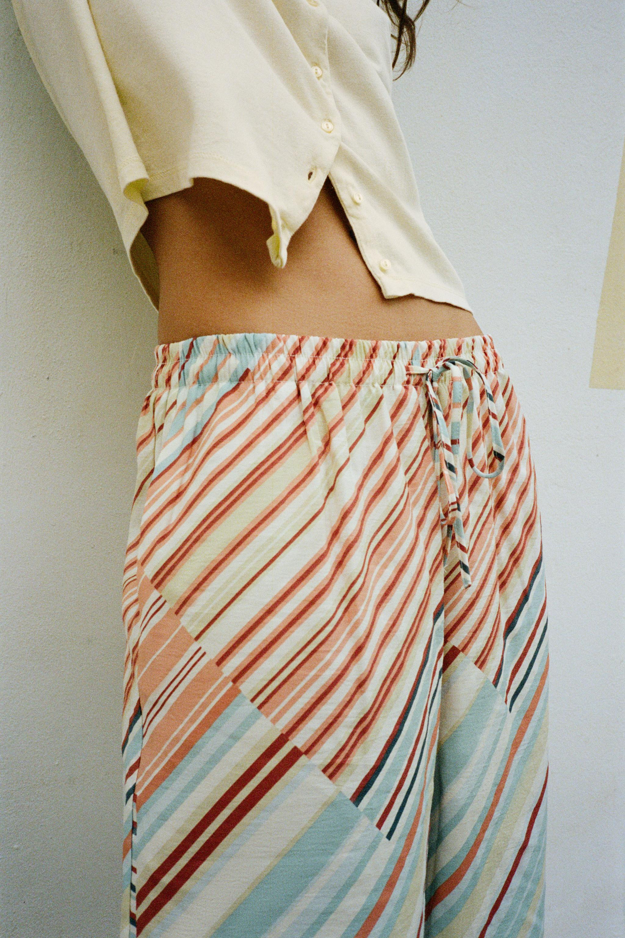 STRIPED WIDE LEG PANTS | Zara US
