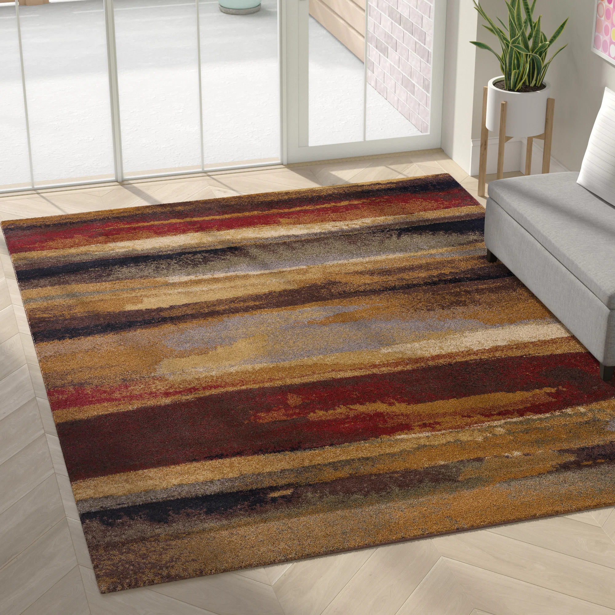 Wade Logan® Mettler Abstract Brown/Beige Area Rug - Brown/Beige/Red & Reviews | Wayfair | Wayfair North America