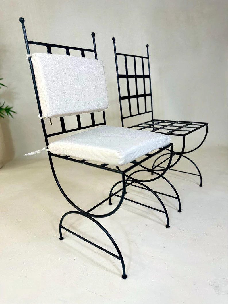 Moroccan Stylish Iron Chairs, Custom Handmade Wrought Iron Stools With Cushions, Luxurious Mooris... | Etsy (US)