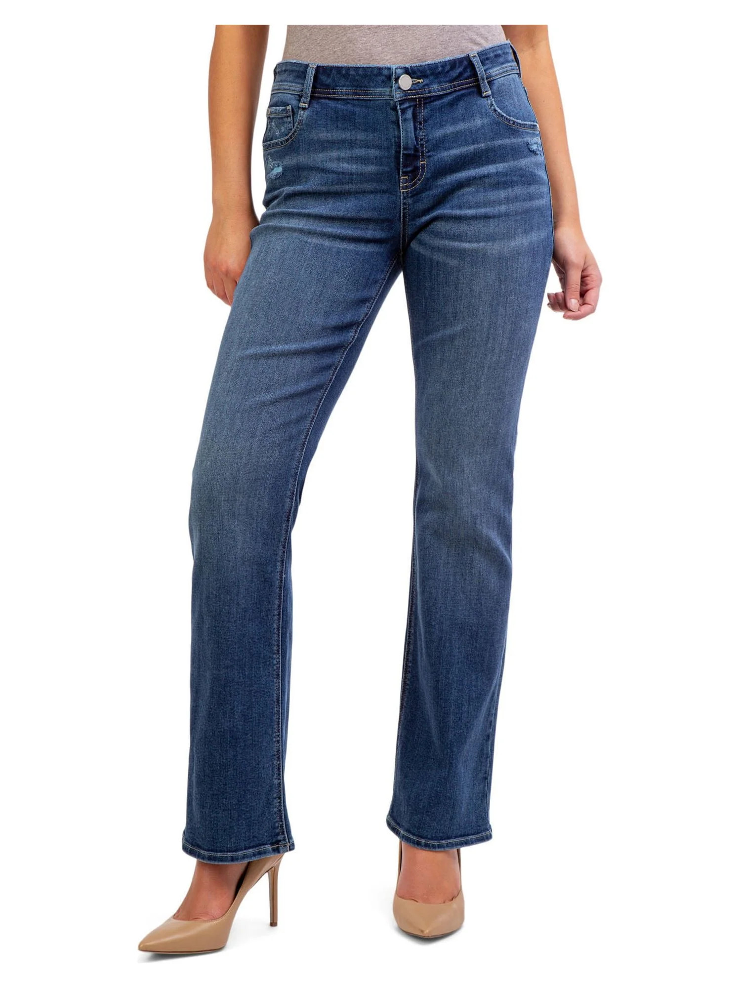 Jordache Women’s Mid Rise Bootcut Jeans, Regular and Short Inseam | Walmart (US)