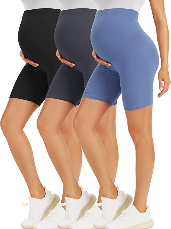 BONVIGOR Maternity Shorts Over The Belly Biker Workout Yoga Active Athletic Pregnancy Short Pants... | Amazon (US)