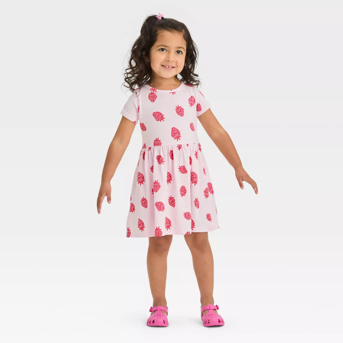 Toddler Girls' Strawberry Short Sleeve Dress - Cat & Jack™ Pink | Target