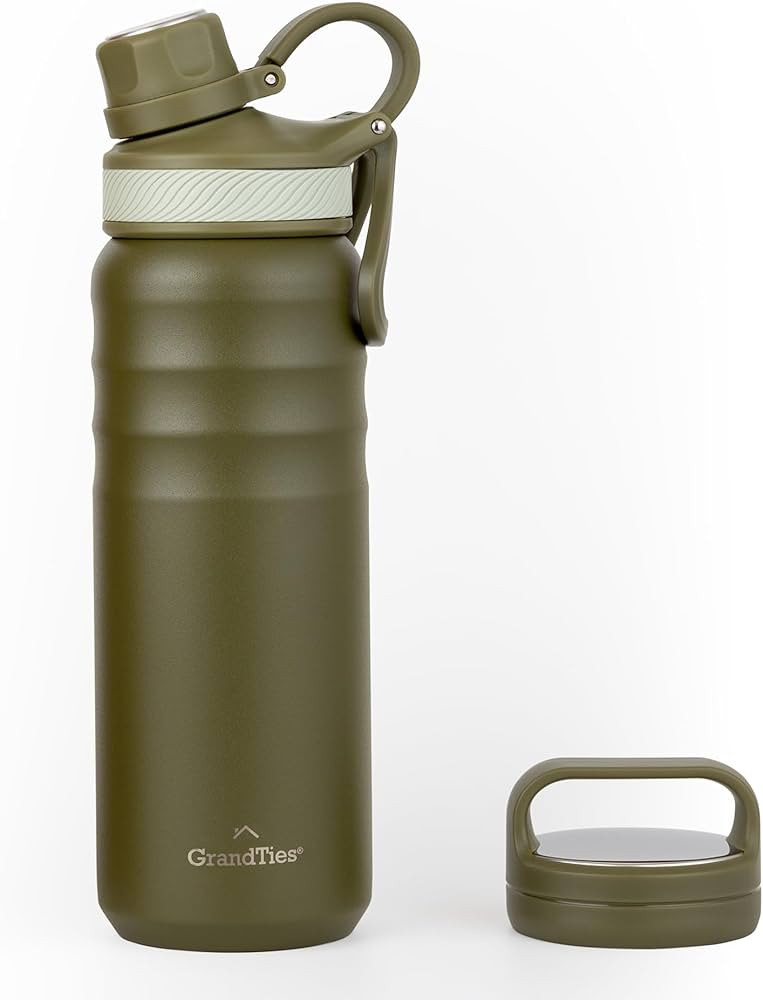 GrandTies 2 Lids Sports Stainless Steel Water Bottles – 24oz, Wide Mouth Vacuum Insulated Reusa... | Amazon (US)