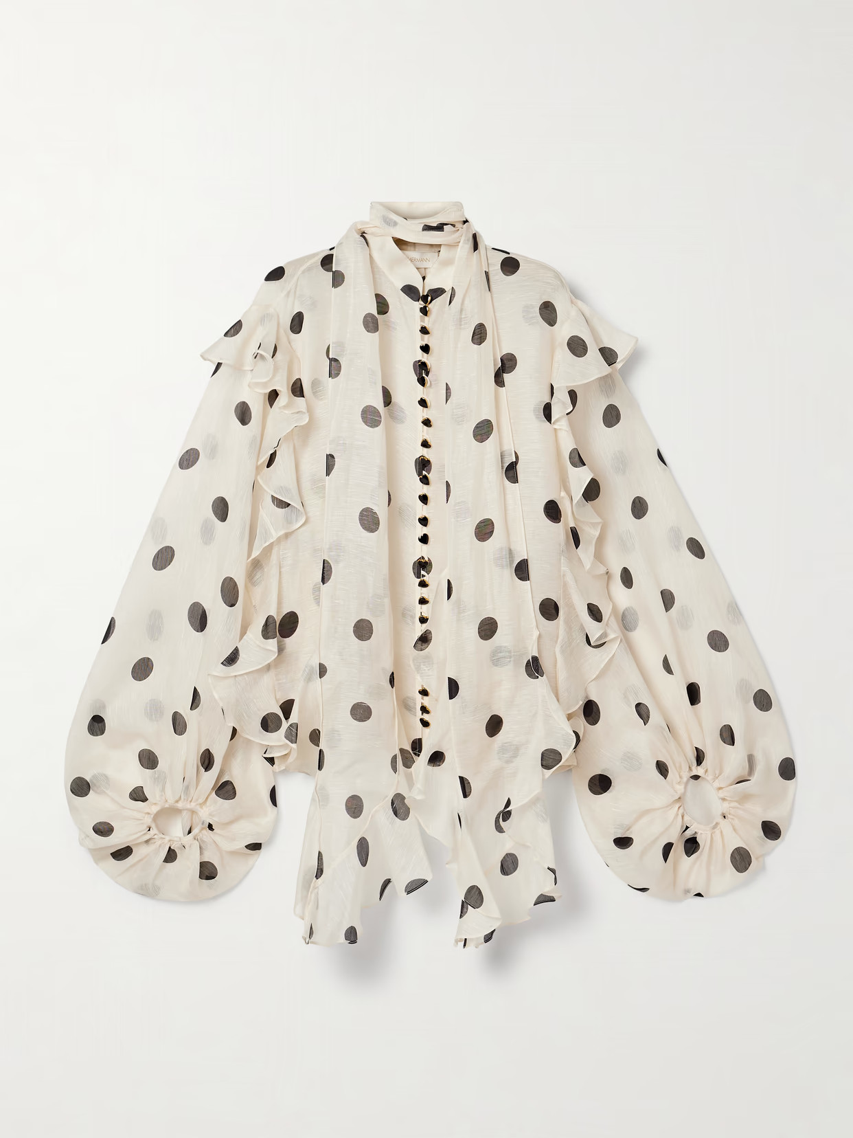 Zimmermann - Crush Ruffled Polka-dot Linen And Silk-blend Organza Blouse - Cream | NET-A-PORTER (US)