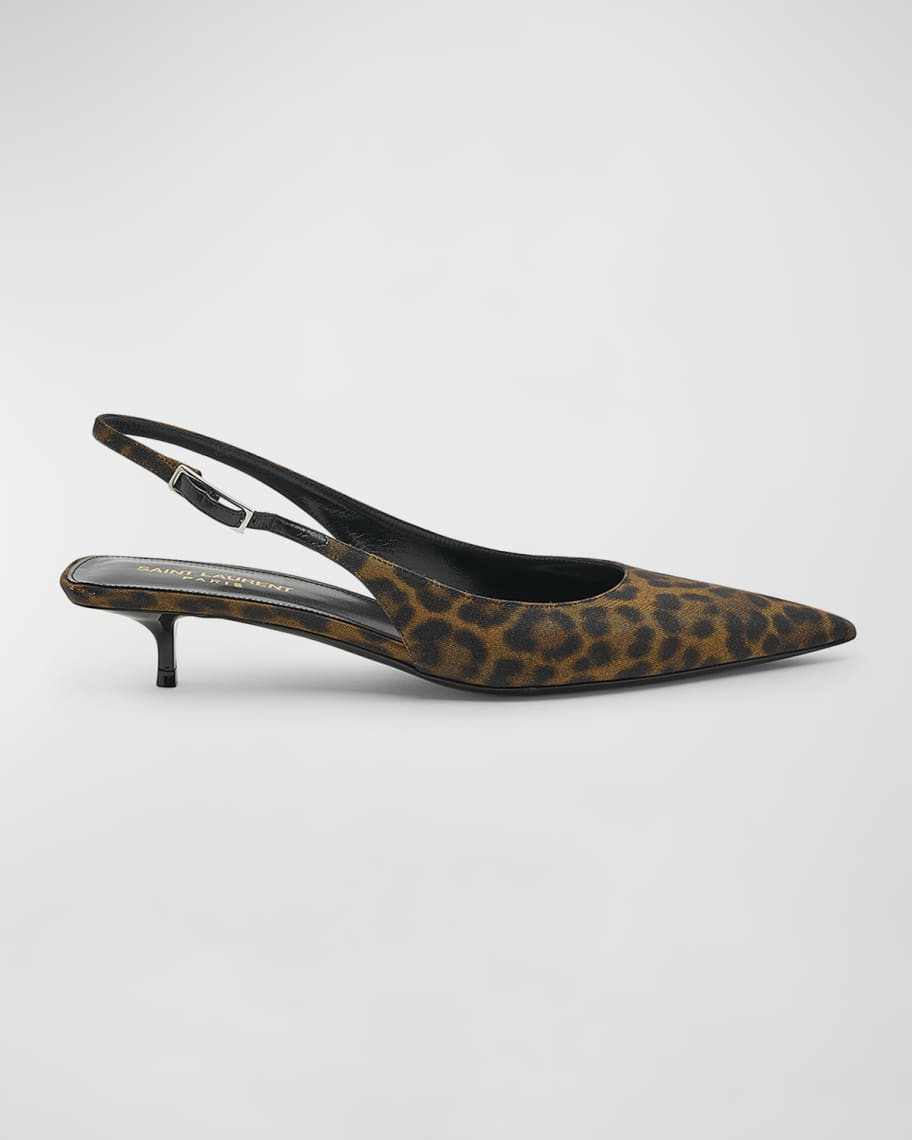 Saint Laurent Cherish Leopard Slingback Pumps | Neiman Marcus