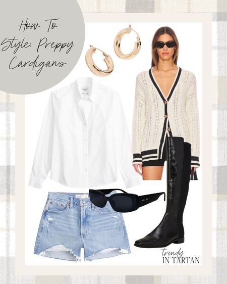 How to style: preppy cardigans!

Cardigan, white button down, jean shorts, knee high boots, riding boots, sunglasses, gold hoop earrings, outfit ideaas

#LTKSeasonal #LTKstyletip