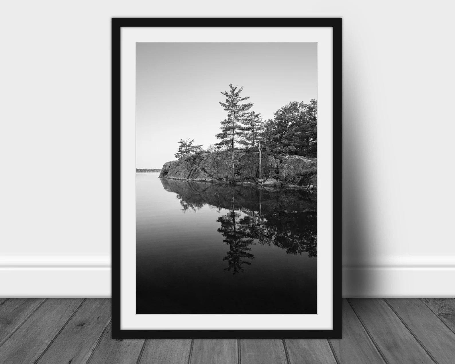 Calm Lake Print, Nature Photography, Vertical Black and White Tree Image, Ontario Canada, Fine Ar... | Etsy (US)