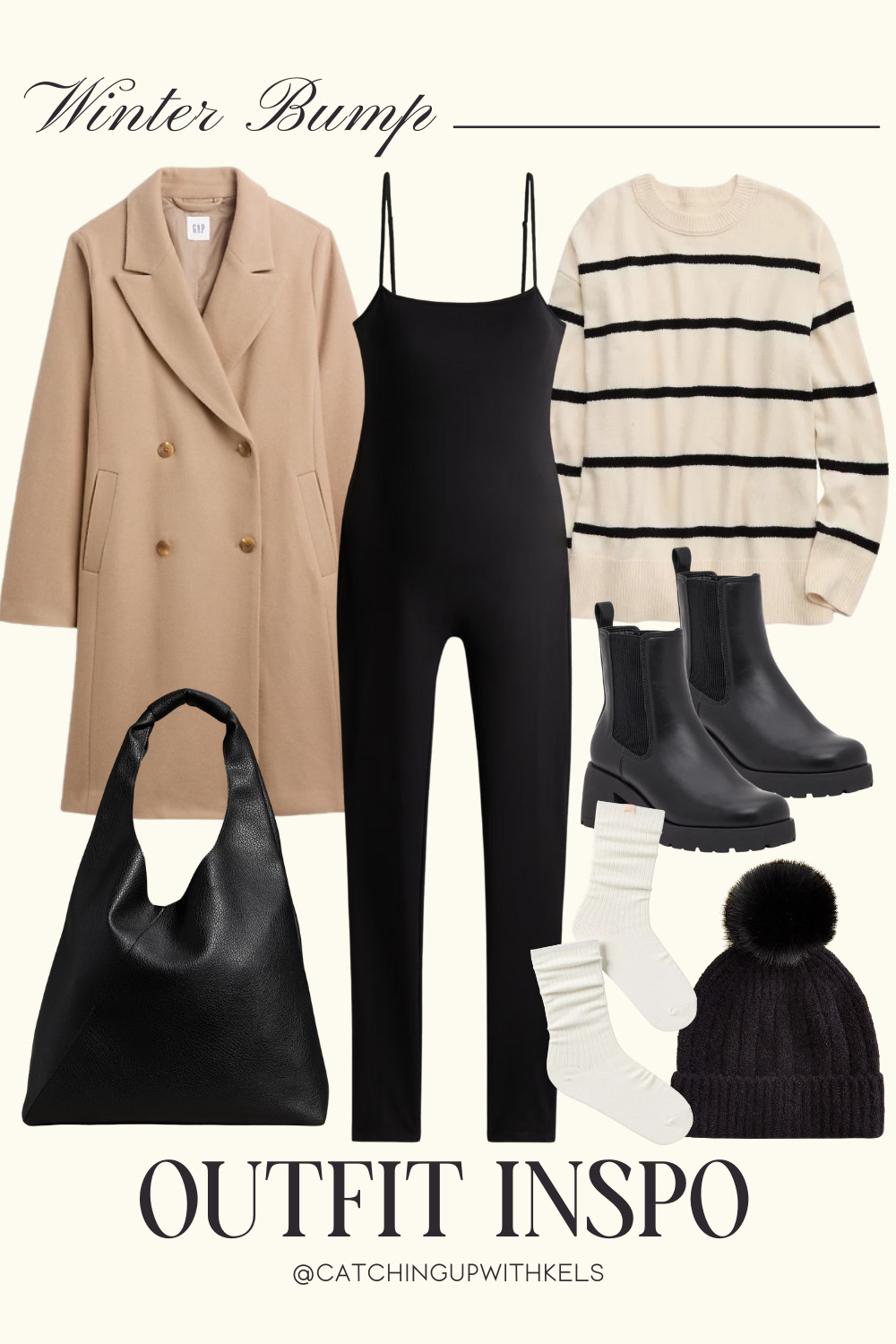 Winter bump outfit inspo! Layered neutrals, a bump-friendly jumpsuit, and cozy winter staples I’ve been living in! 

 #LTKootd #LTKmomlife #LTKBump