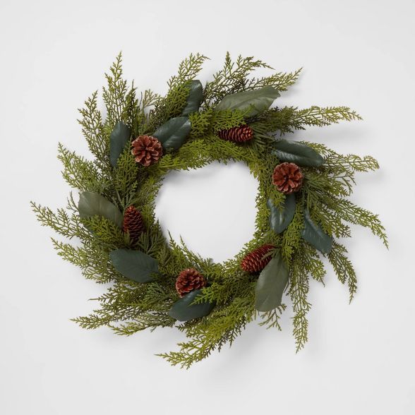 6" Artificial Cedar/Pine Cone Wreath - Threshold™ | Target
