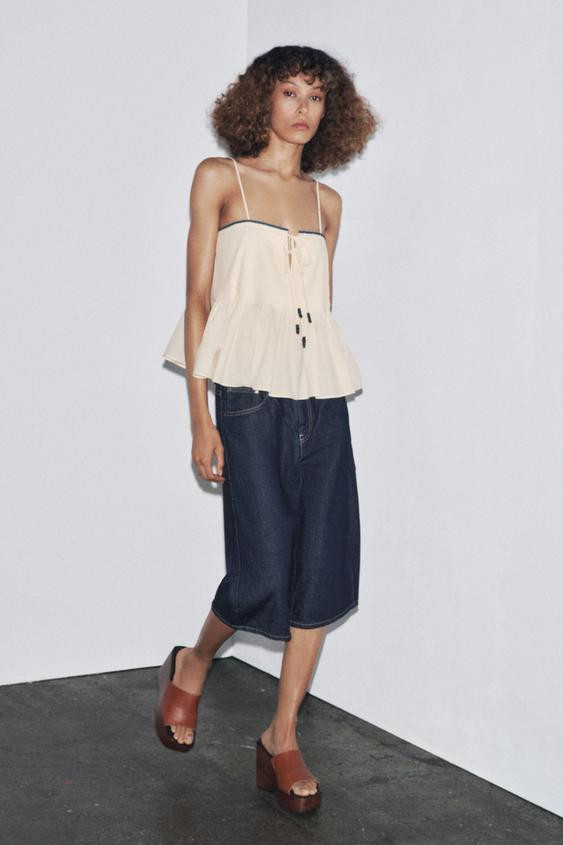 ZW COLLECTION TOP WITH CONTRAST TRIMS | Zara UK