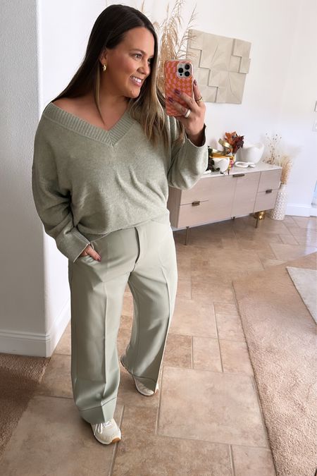 loving this sage green monochrome look. i got size 33 in the pants (same size I wear in their denim) and XL in the sweater. use code AFLTK  

#LTKsalealert #LTKSeasonal #LTKmidsize
