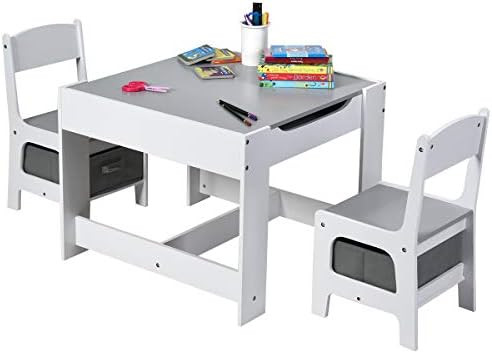 Costzon 3 in 1 Kids Wood Table & 2 Chair Set, Children Activity Table Desk Sets w/Storage Drawer,... | Amazon (US)