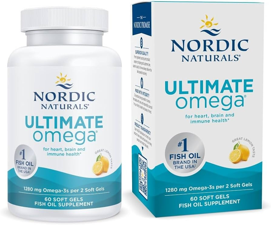 Nordic Naturals Ultimate Omega, Lemon Flavor - 60 Soft Gels - 1280 mg Omega-3 - High-Potency Omeg... | Amazon (US)